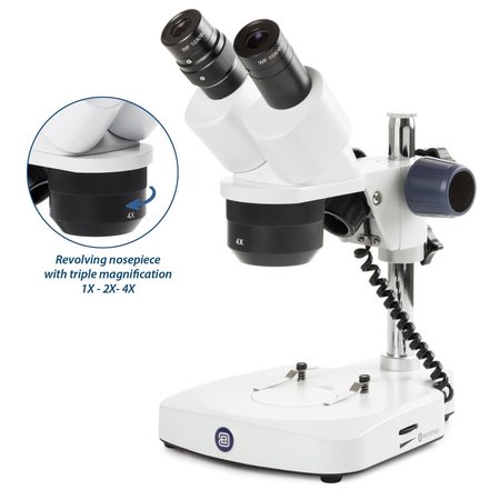 Euromex EduBlue 20X-40X Binocular Portable Stereo Microscope w/ 5MP USB 3 Digital Camera on Pillar Stand ED1402-P-5M3